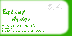 balint ardai business card